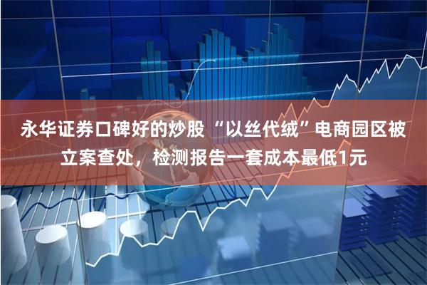 永华证券口碑好的炒股 “以丝代绒”电商园区被立案查处，检测报告一套成本最低1元